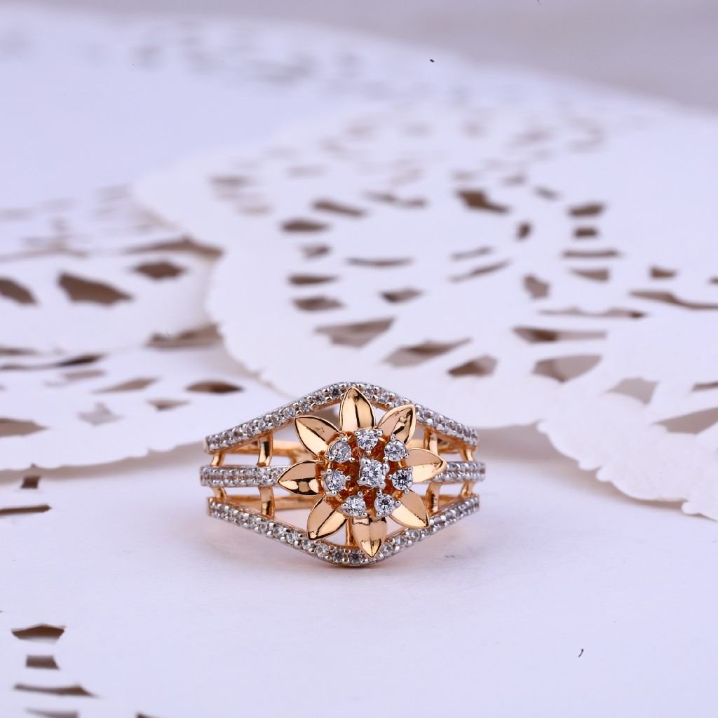Ladies Rose Gold 18K Flower Design Ring-RLR340 - Image 2