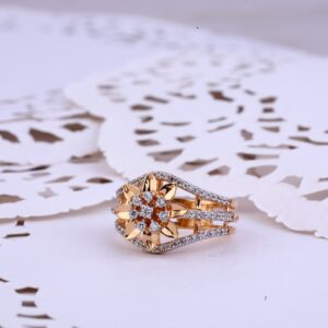 Ladies Rose Gold 18K Flower Design Ring-RLR340