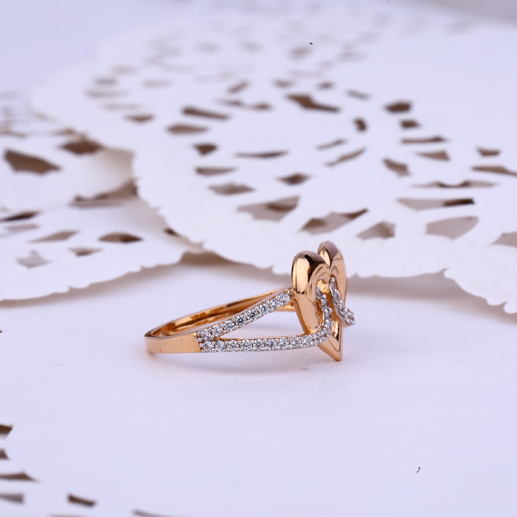 Ladies Wear Heart Design Rose Gold Ring-RLR337 - Image 2