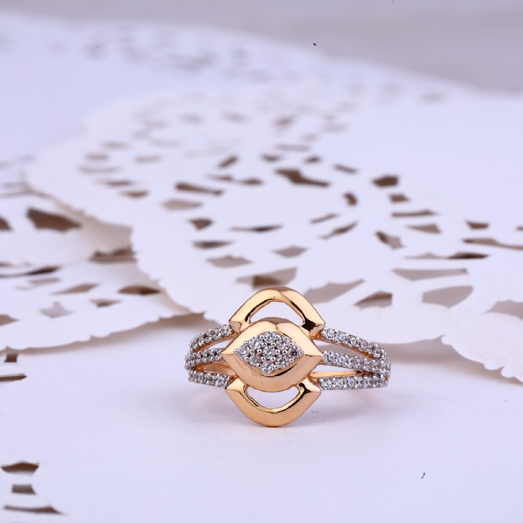 Rose Gold Cz 18K Ladies Ring-RLR336 - Image 2