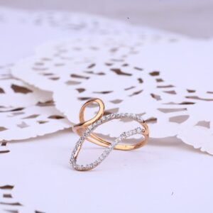 Ladies Rose Gold Cz 18K Ring-RLR332
