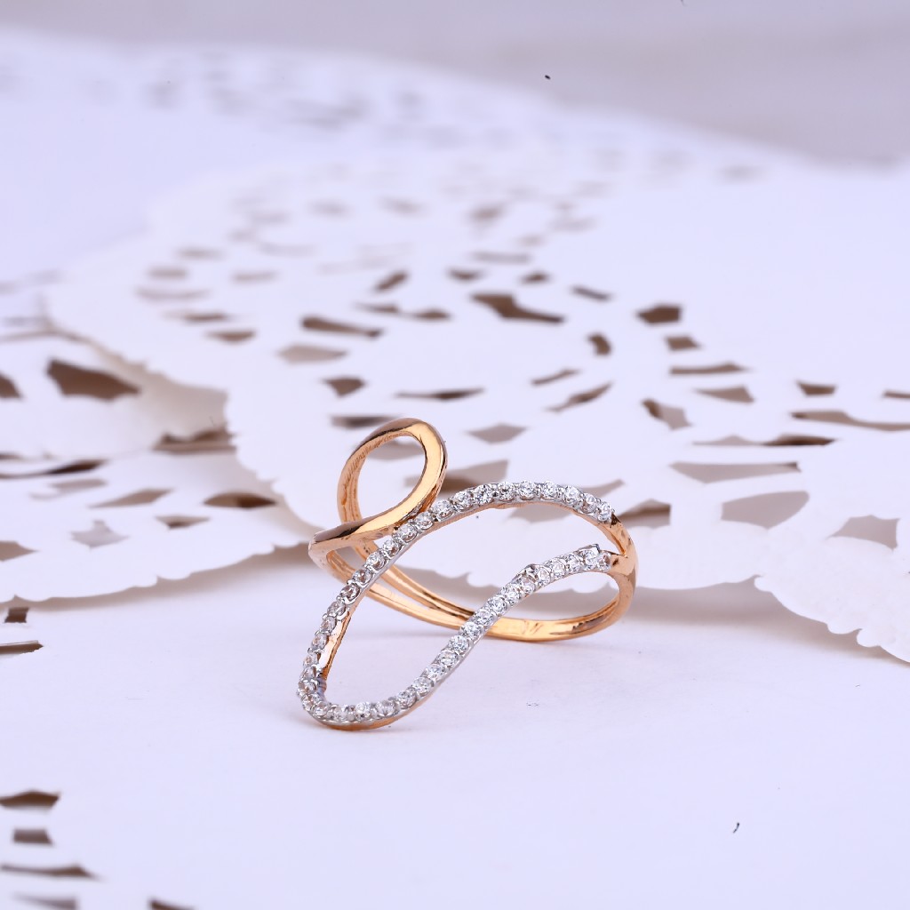 Ladies Rose Gold Cz 18K Ring-RLR332