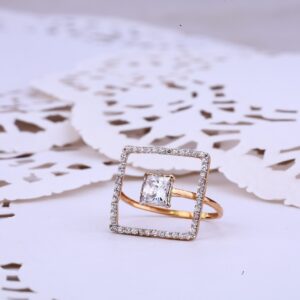 Ladies Rose Gold Solitaire Cz Ring-RLR324