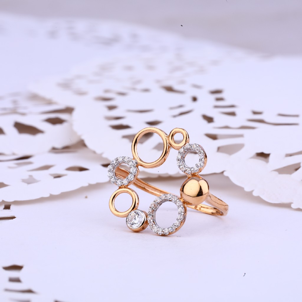 Rose Gold Ladies Cz 18K Ring-RLR320