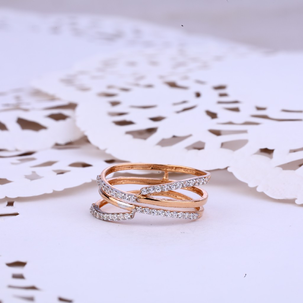 Ladies Delicate 18K Rose Gold Fancy Ring-RLR319