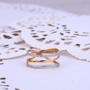 Ladies Rose Gold Cz 18K Ring-RLR315