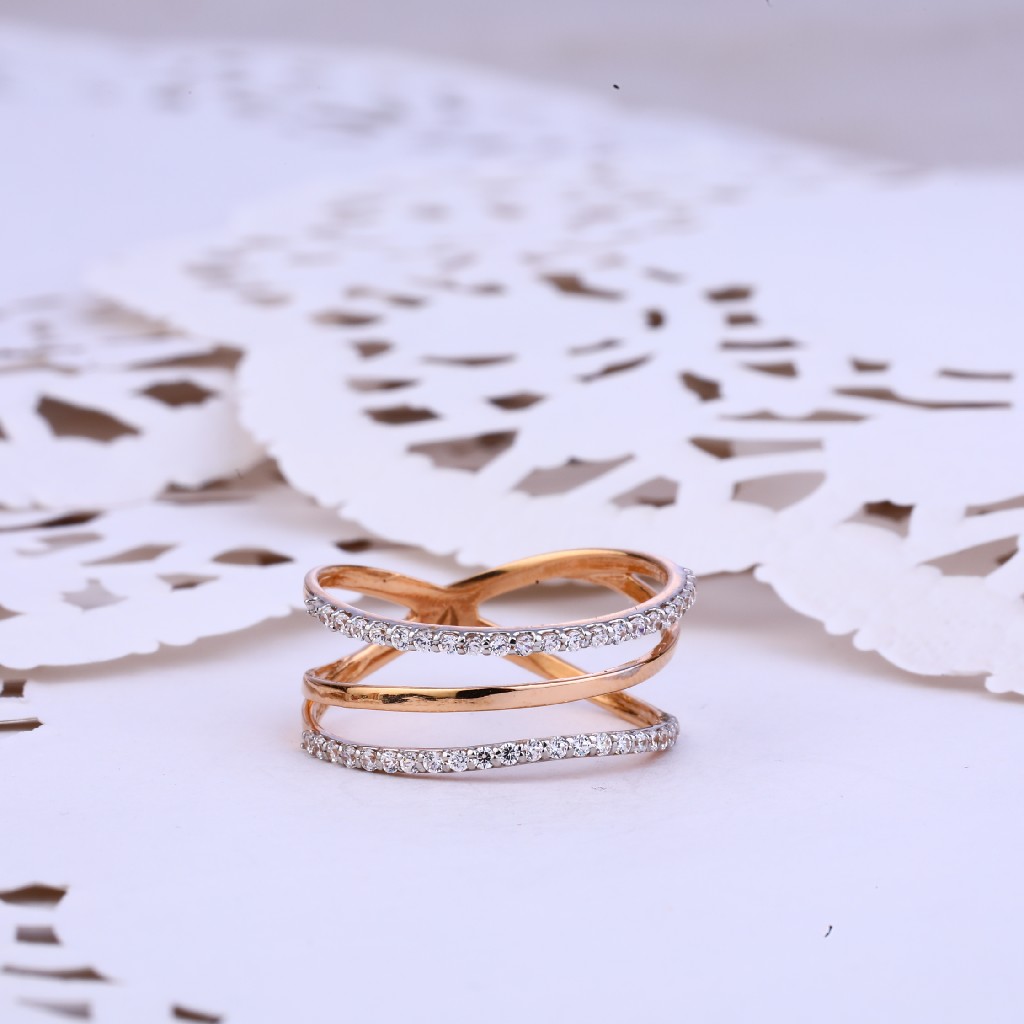 Ladies Rose Gold Cz 18K Ring-RLR315