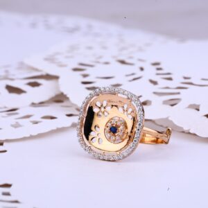 Ladies Rose Gold Cz Delicate Adjustable Ring-RLR315