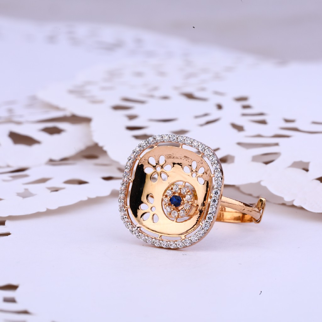 Ladies Rose Gold Cz Delicate Adjustable Ring-RLR315