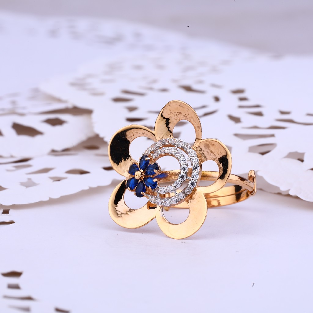 Flower Design Stylish Rose Gold Designer Ring-RLR314