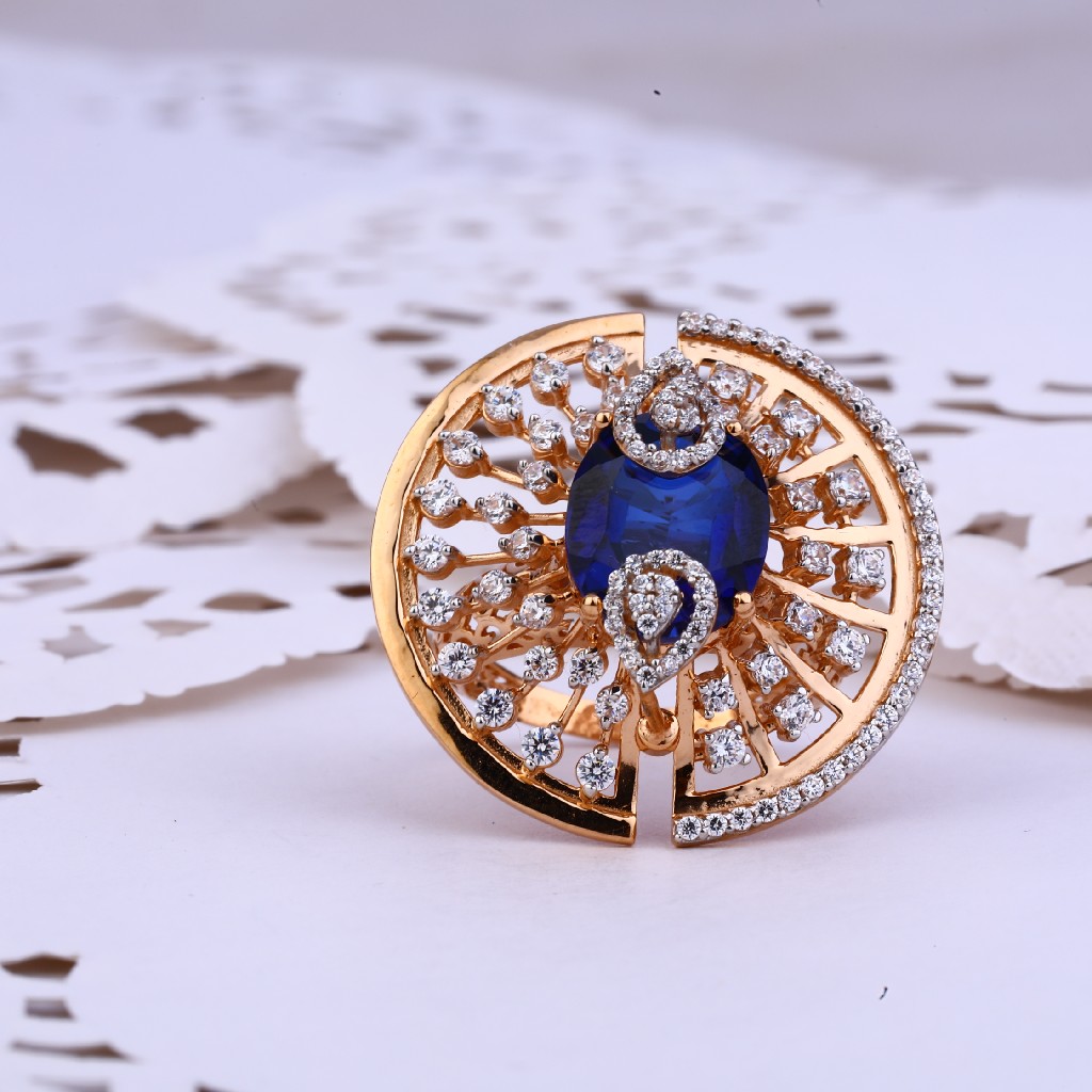 Rose Gold Designer 18K Cz Ladies Ring-RLR304 - Image 2