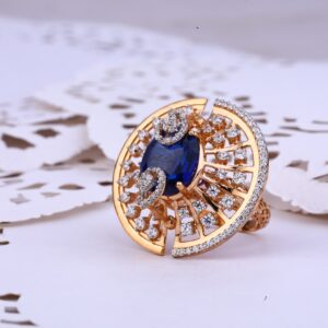 Rose Gold Designer 18K Cz Ladies Ring-RLR304