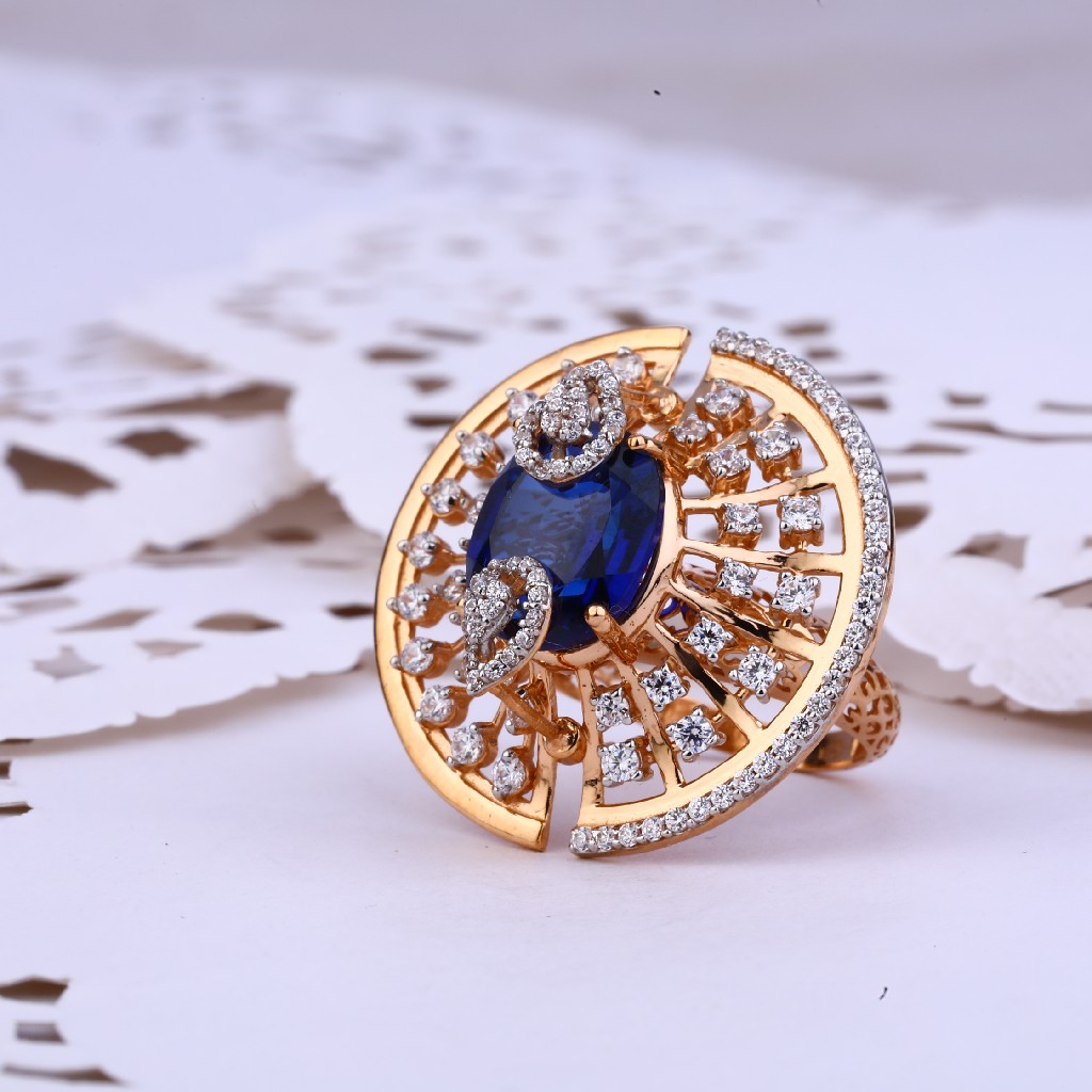 Rose Gold Designer 18K Cz Ladies Ring-RLR304