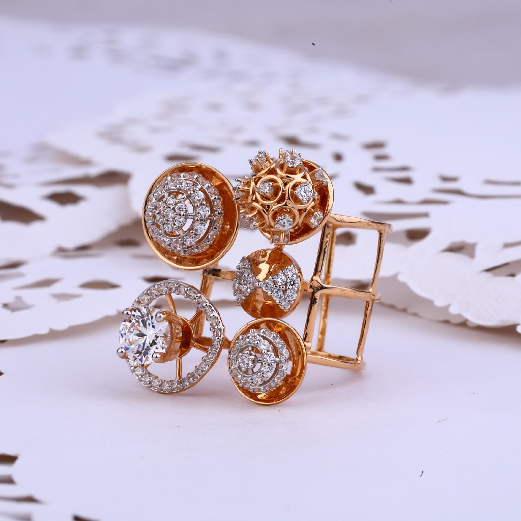 Ladies 18K Designer Rose Gold Ring-RLR292