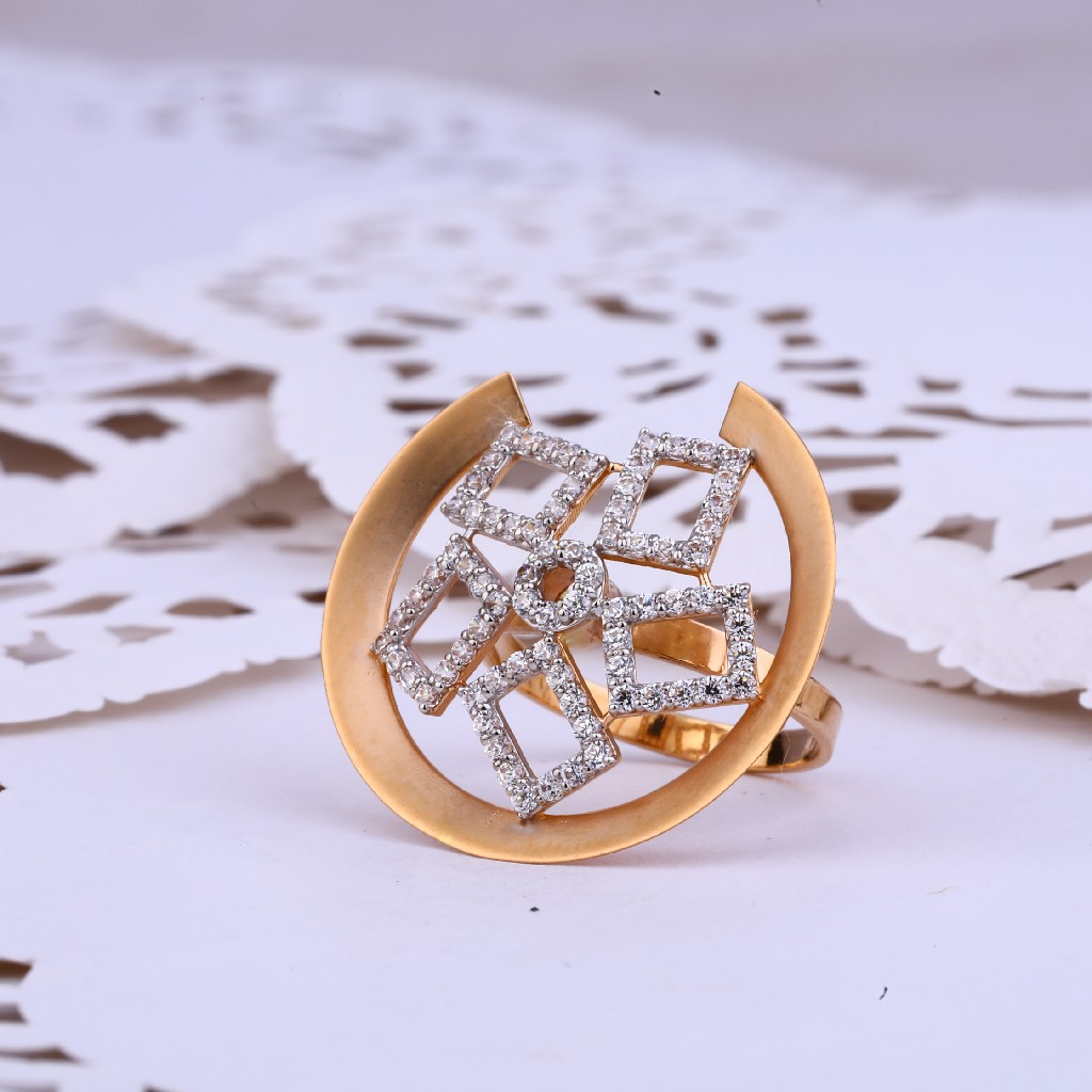 Rose Gold Stylish 18K Cz Ring-RLR288