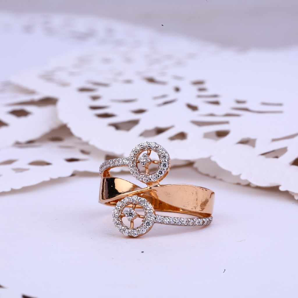 Ladies Rose Gold 18K Designer Ring-RLR287