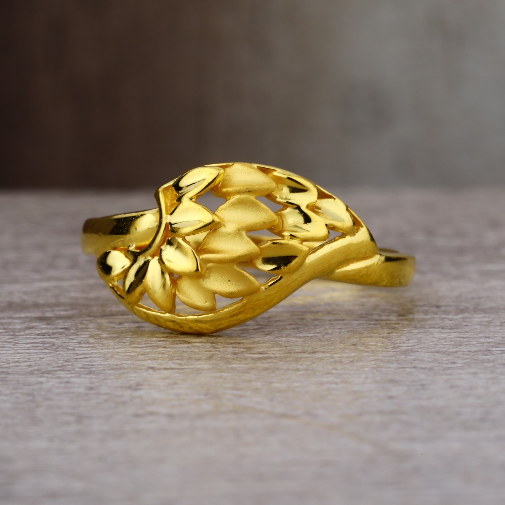 Ladies 916 Gold Designer Flower Ring -LPR47