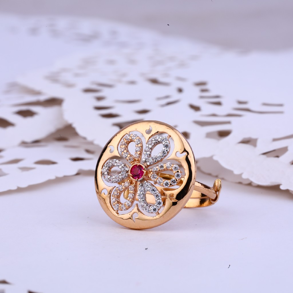 Rose Gold Designer Ladies Cz 18K Ring-RLR283