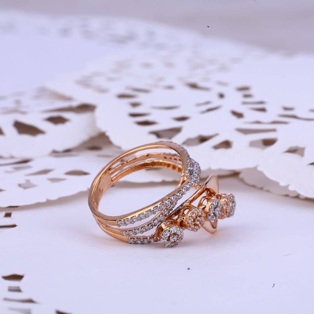 Rose Gold Ladies 18K Delicate Ring-RLR278 - Image 3