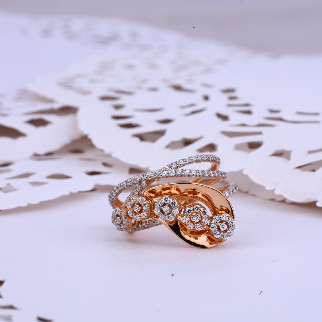 Rose Gold Ladies 18K Delicate Ring-RLR278 - Image 2