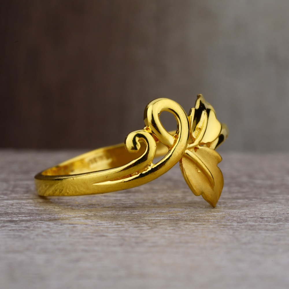 Ladies 916 Gold Flower Design Ring -LPR36 - Image 2