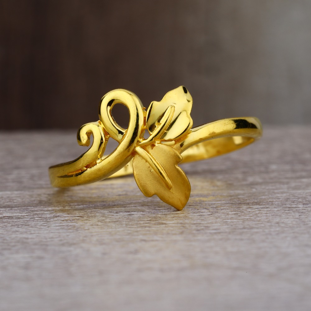 Ladies 916 Gold Flower Design Ring -LPR36