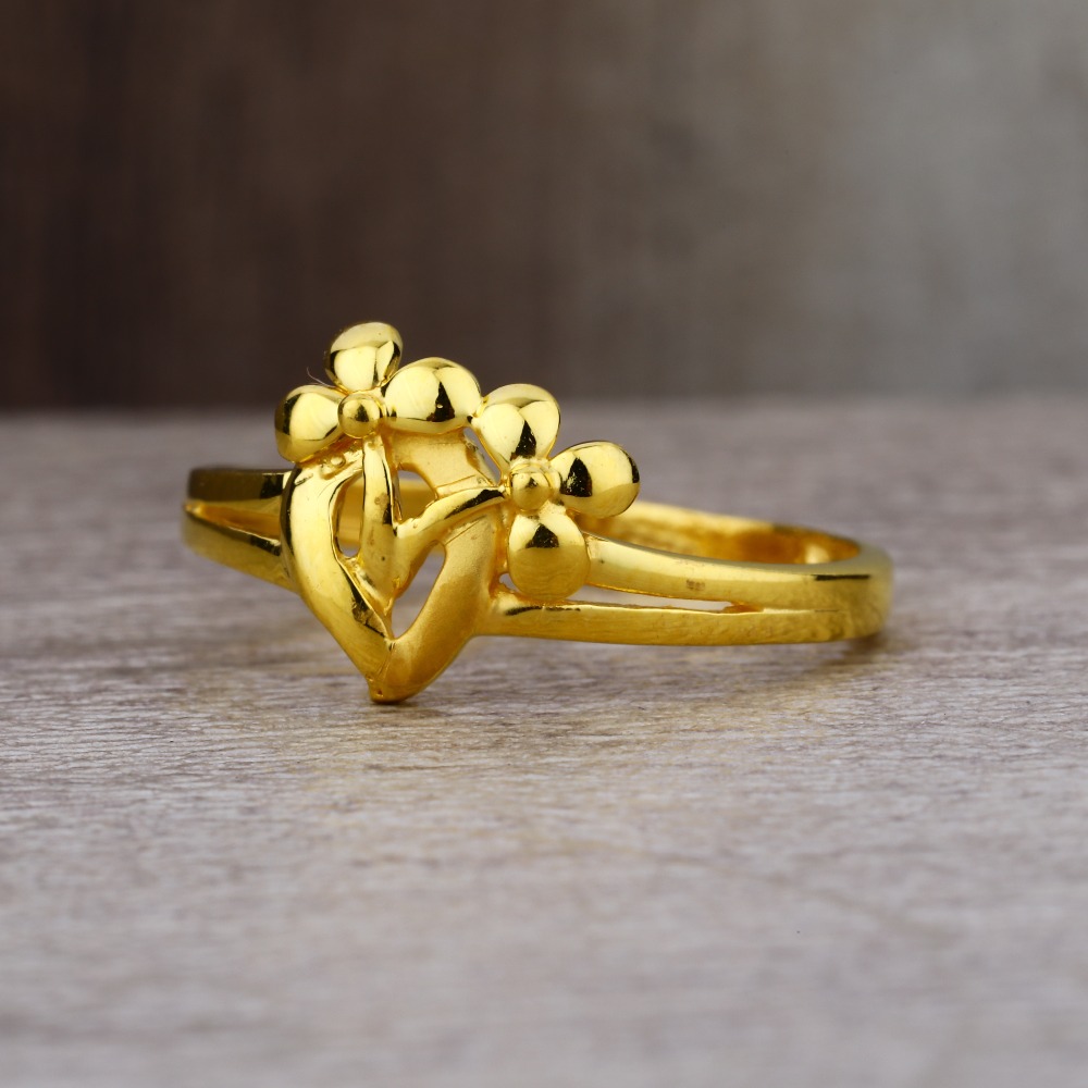 Ladies 22K Gold CZ Designer Plain Ring -LPR32