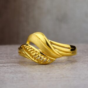 Ladies 22K Gold CZ Plain Ring -LPR16