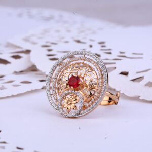 Ladies 18K Rose Gold Designer Cocktail Ring-RLR276