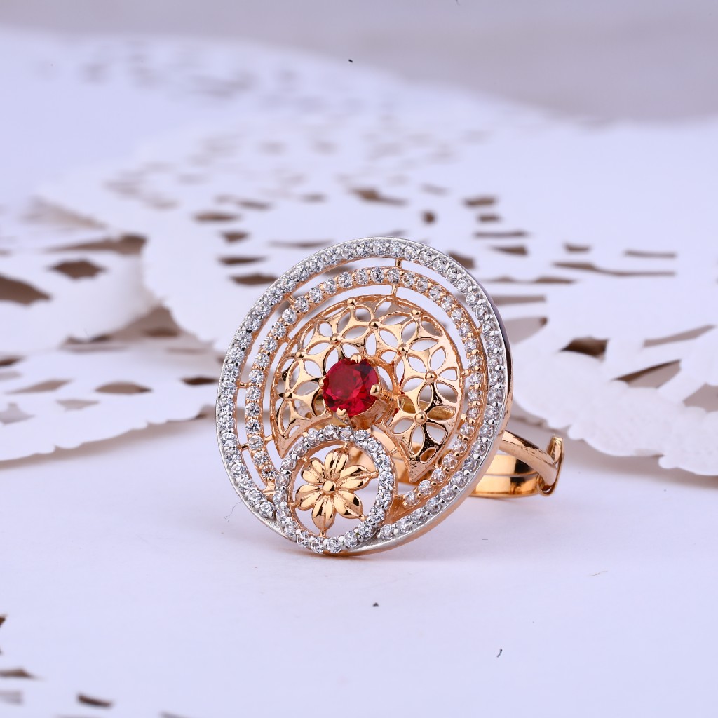 Ladies 18K Rose Gold Designer Cocktail Ring-RLR276
