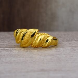 Ladies 916 Gold CZ Plain Ring -LPR14