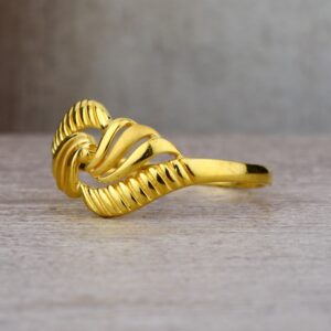 Ladies 22K Gold Plain CZ Ring -LPR07