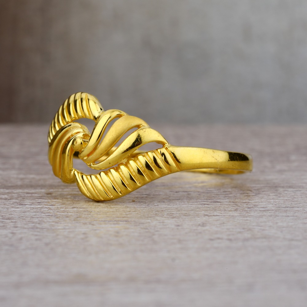 Ladies 22K Gold Plain CZ Ring -LPR07