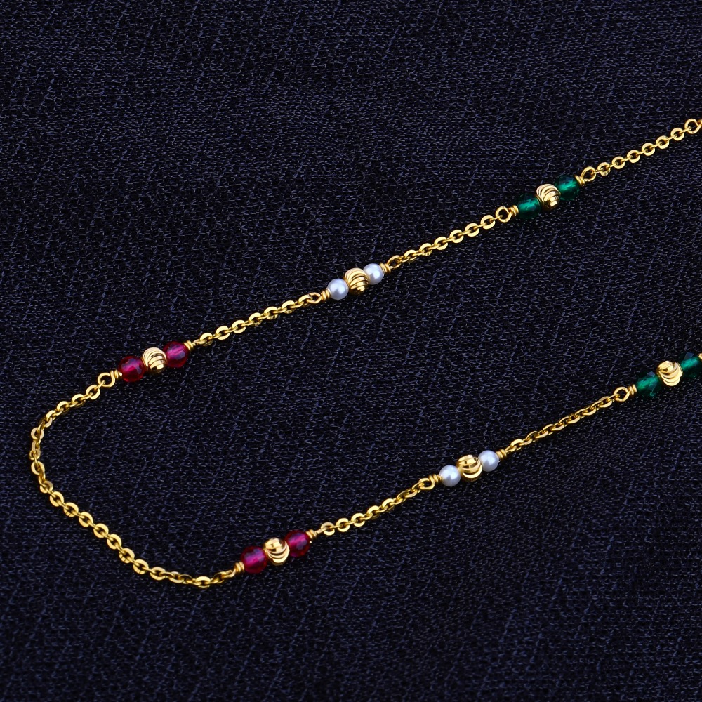 Ladies 916 Gold Designer Single line Moti Mala -AC67 - Image 2