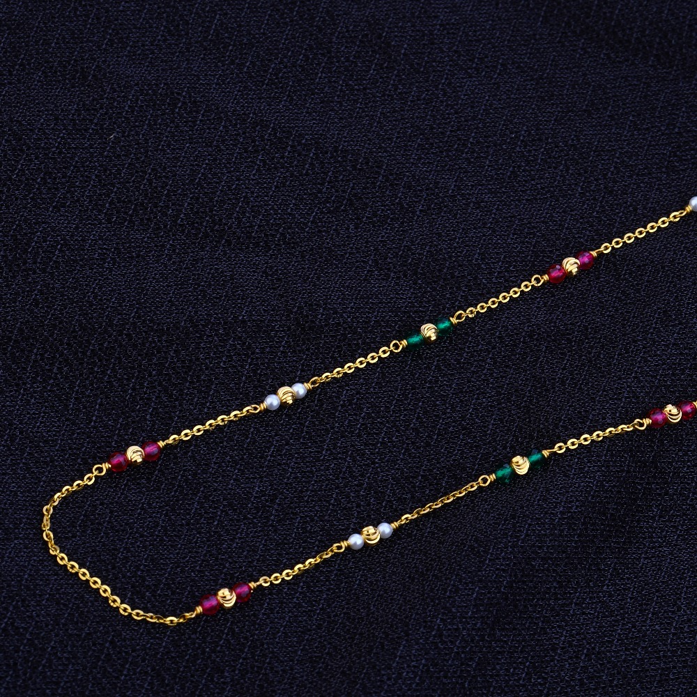 Ladies 916 Gold Designer Single line Moti Mala -AC67