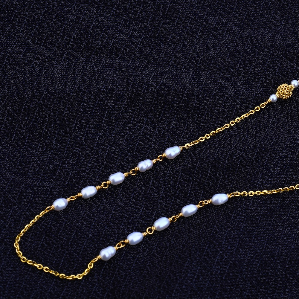Ladies 22K Gold Designer White Chain Mala-AC66 - Image 2