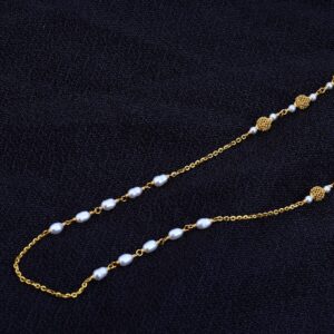 Ladies 22K Gold Designer White Chain Mala-AC66