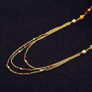 Ladies 916 Gold Fancy Three Layer Designer Moti Mala -AC60