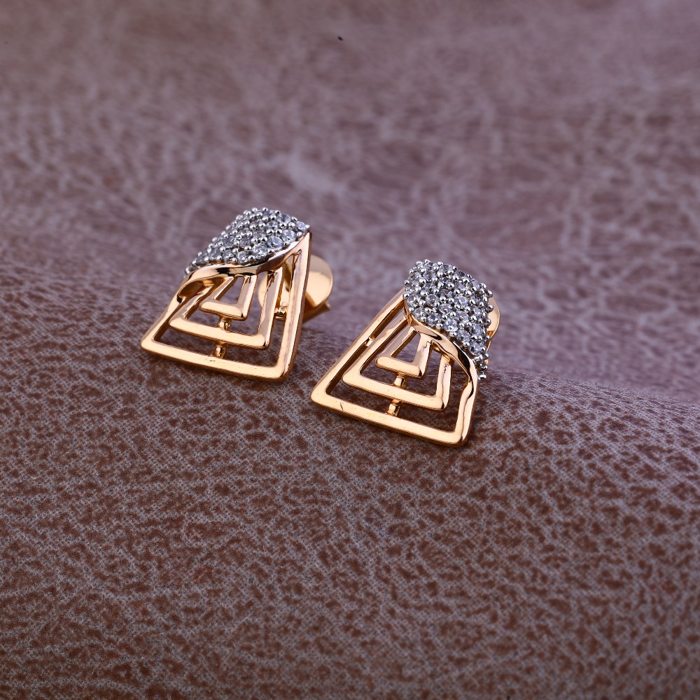 Ladies 18K Rose Gold Fancy Unique Earring -RE77