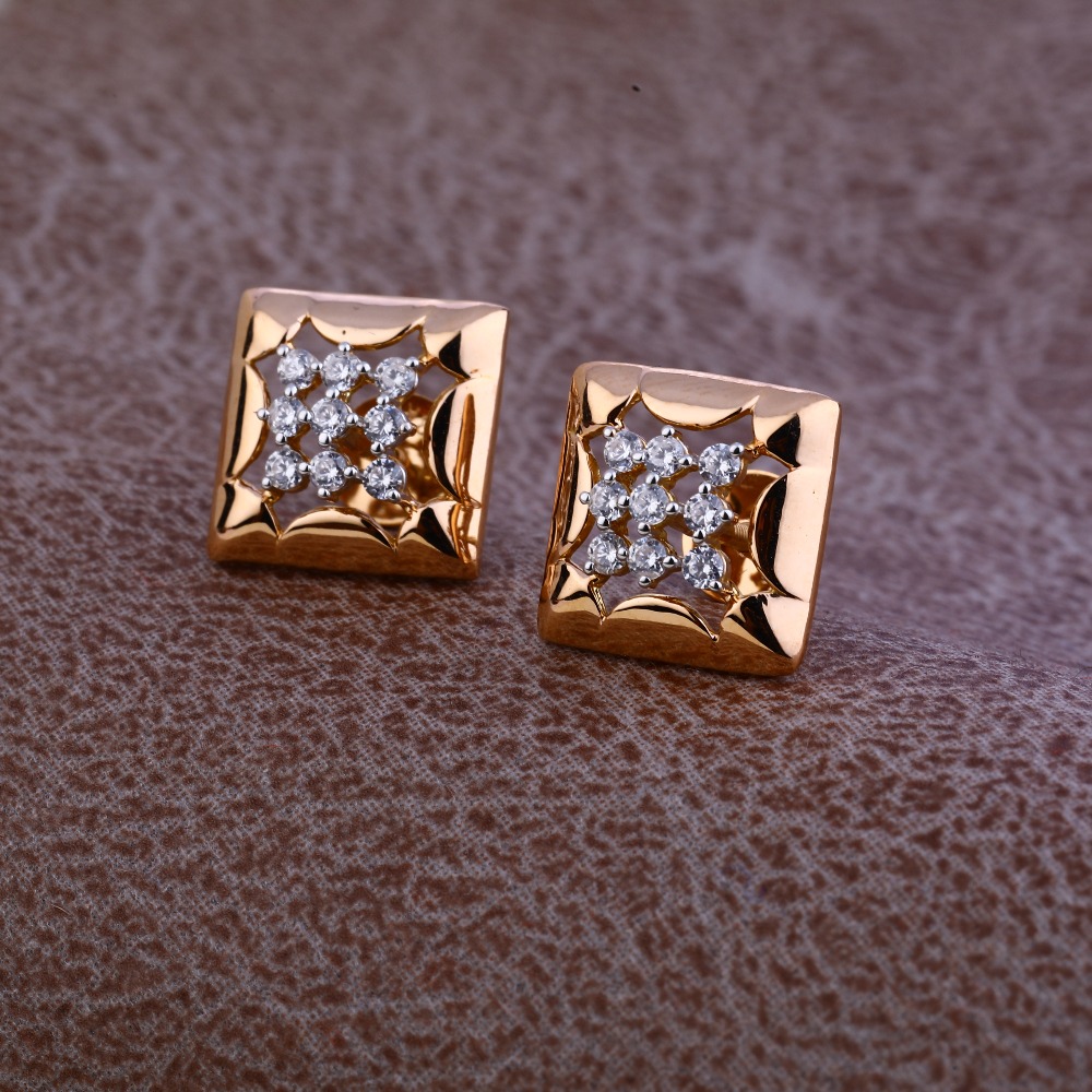 Ladies 76 Rose Gold Fancy CZ Earring -RE74