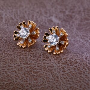 Ladies 18K Rose Gold Fancy CZ Earring -RE73