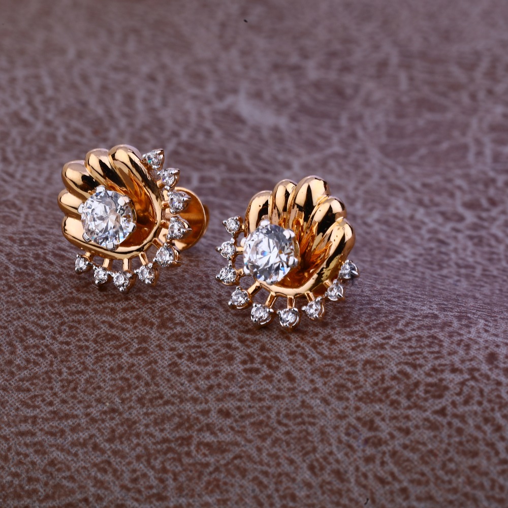 Ladies 18K Rose Gold Fancy Modern Earring -RE69