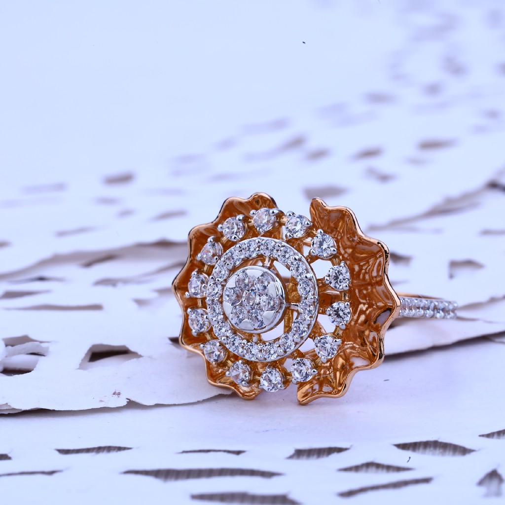 Ladies Designer Gold Cz Ring-RLR240