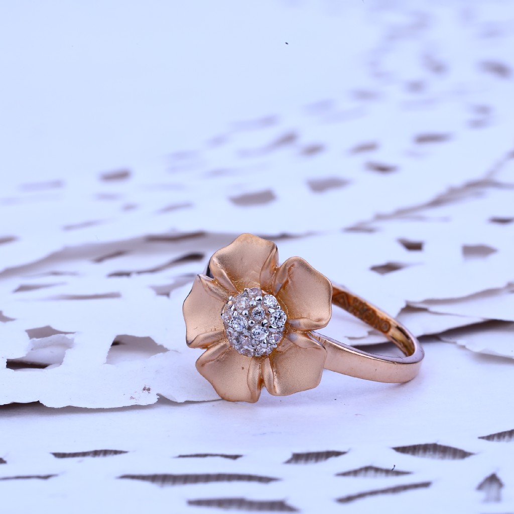 Ladies Rose Gold Flower Design Ring-RLR227