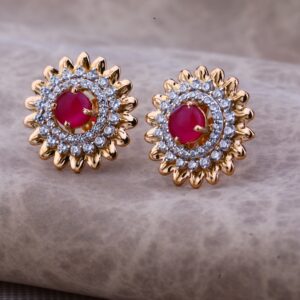Ladies 76 Rose Gold Designer Single Stone Earring -RE66
