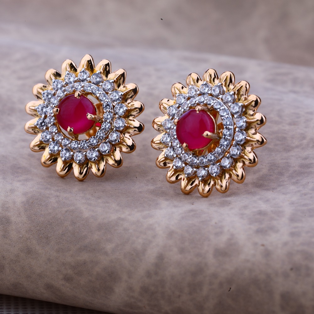 Ladies 76 Rose Gold Designer Single Stone Earring -RE66