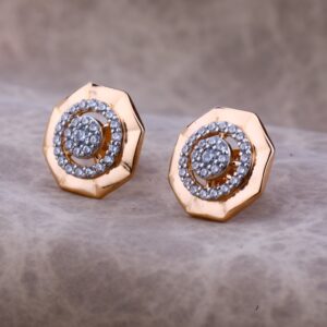 Ladies 18K Rose Gold Fancy Round Earring -RE64
