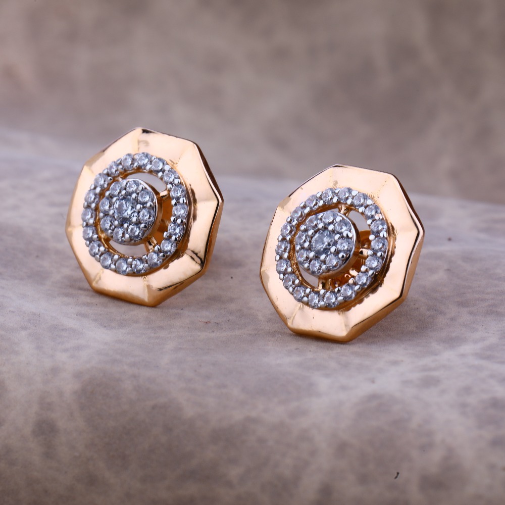 Ladies 18K Rose Gold Fancy Round Earring -RE64