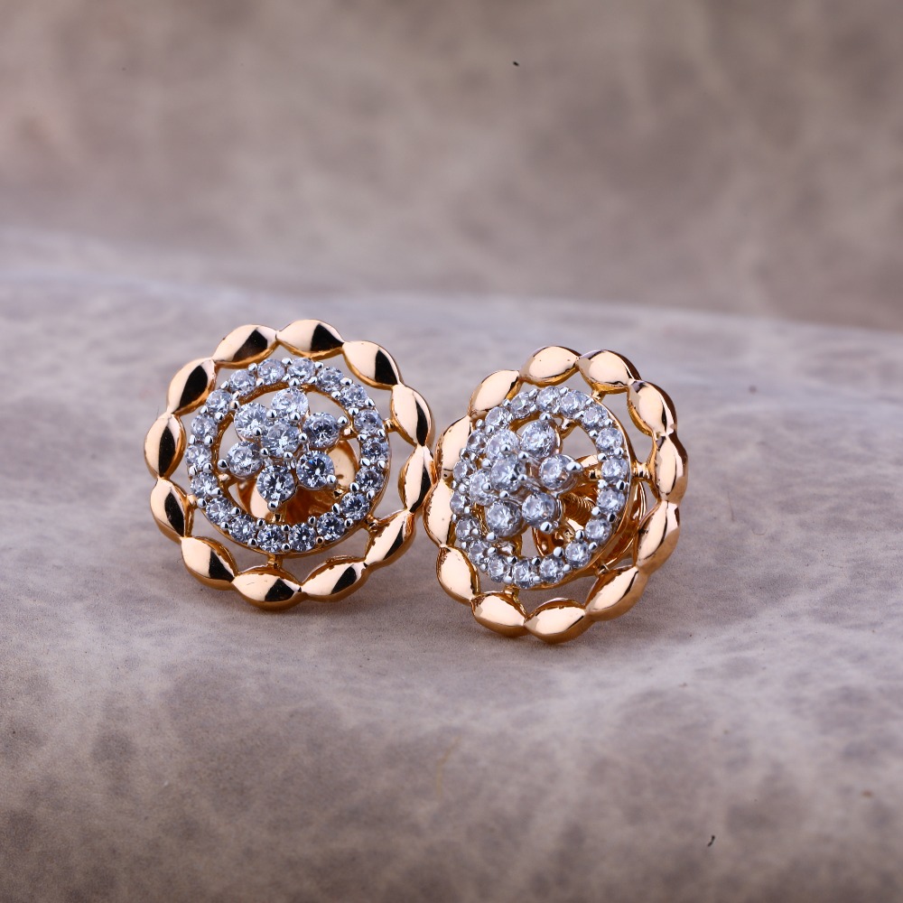 Ladies 18k Rose Gold Rounds Unique Earring-RE59