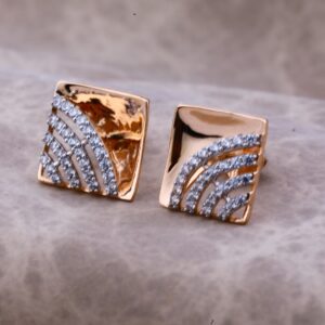 Ladies 18K rose Gold Fancy CZ Earring -RE57